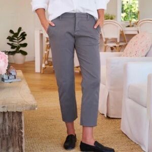 Frank and Eileen Kinsale Pants Flax Cotton Gray Sz 4 Crop Raw Hem Lagenlook Boho